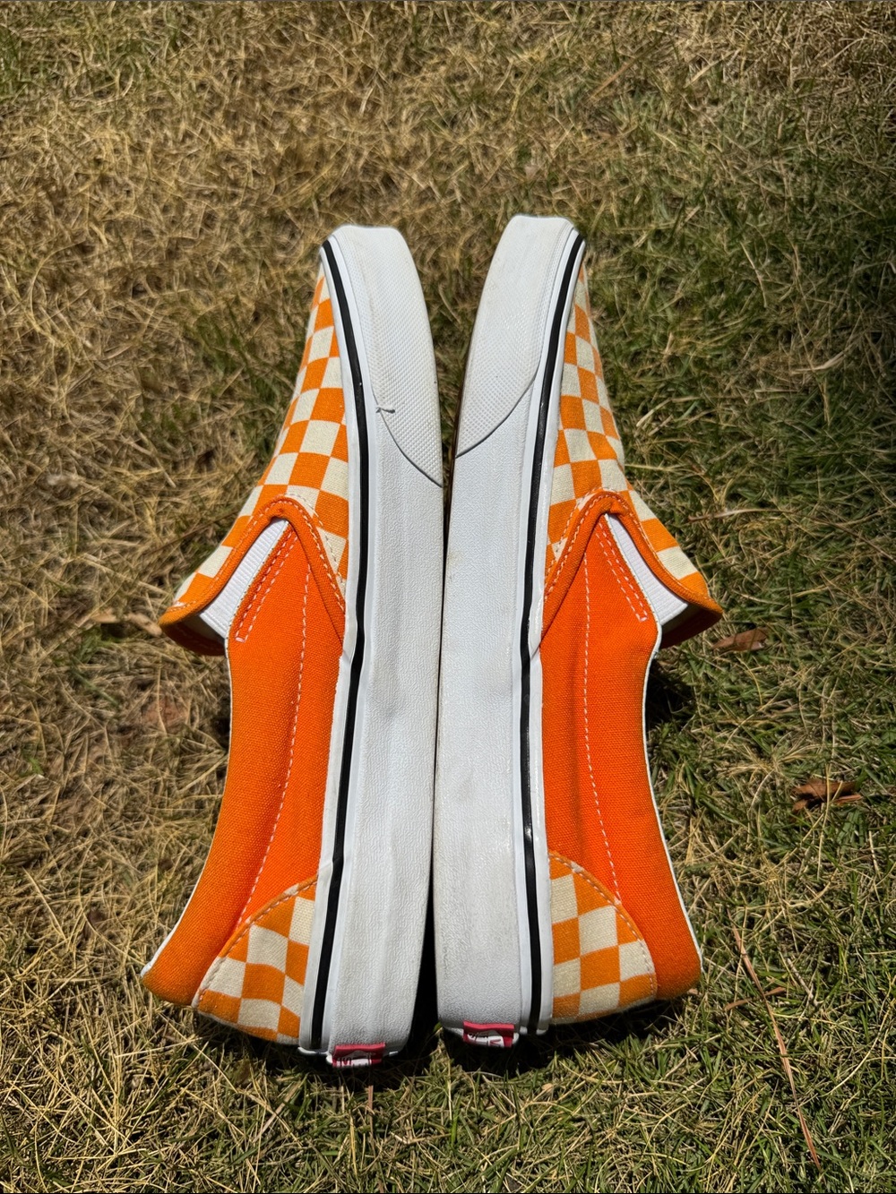 Vans Checkerboard Slip-On in Orange and White - Picture 6 of 7